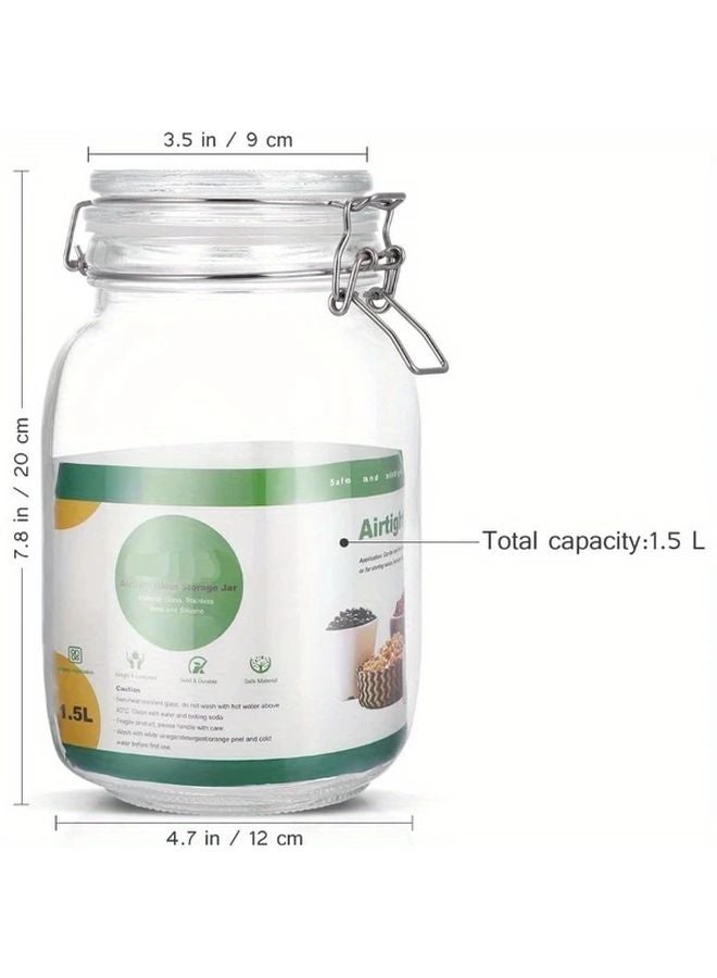 2pcs Wide Mouth Mason Jars With Hinged Lids Airtight Glass Storage Containers 50 72oz - Image 5
